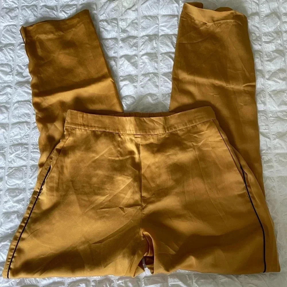 Baldwin satin stripe yellow mustard pants